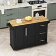 thumbnail image 2 of Royard Oaktree Rolling Kitchen Island with Breakfast Bar, Cabinet, Drawers & Spice and Towel Rack, 2 of 7