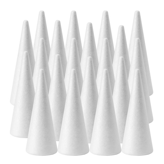 Craft Foam Cones FF Chuanhe, 7.9 x 2.9 pulgadas, color blanco, paquete de 20