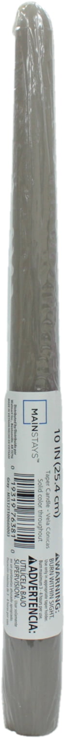 Mainstays Unscented Taper Candle, Gray, 10 inches L Each