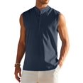 thumbnail image 2 of Men's Sleeveless Henley Tank Top Summer Beach Tank Tops Collarless Casual Cruise Dress Shirt Navy Blue XXL, 2 of 8