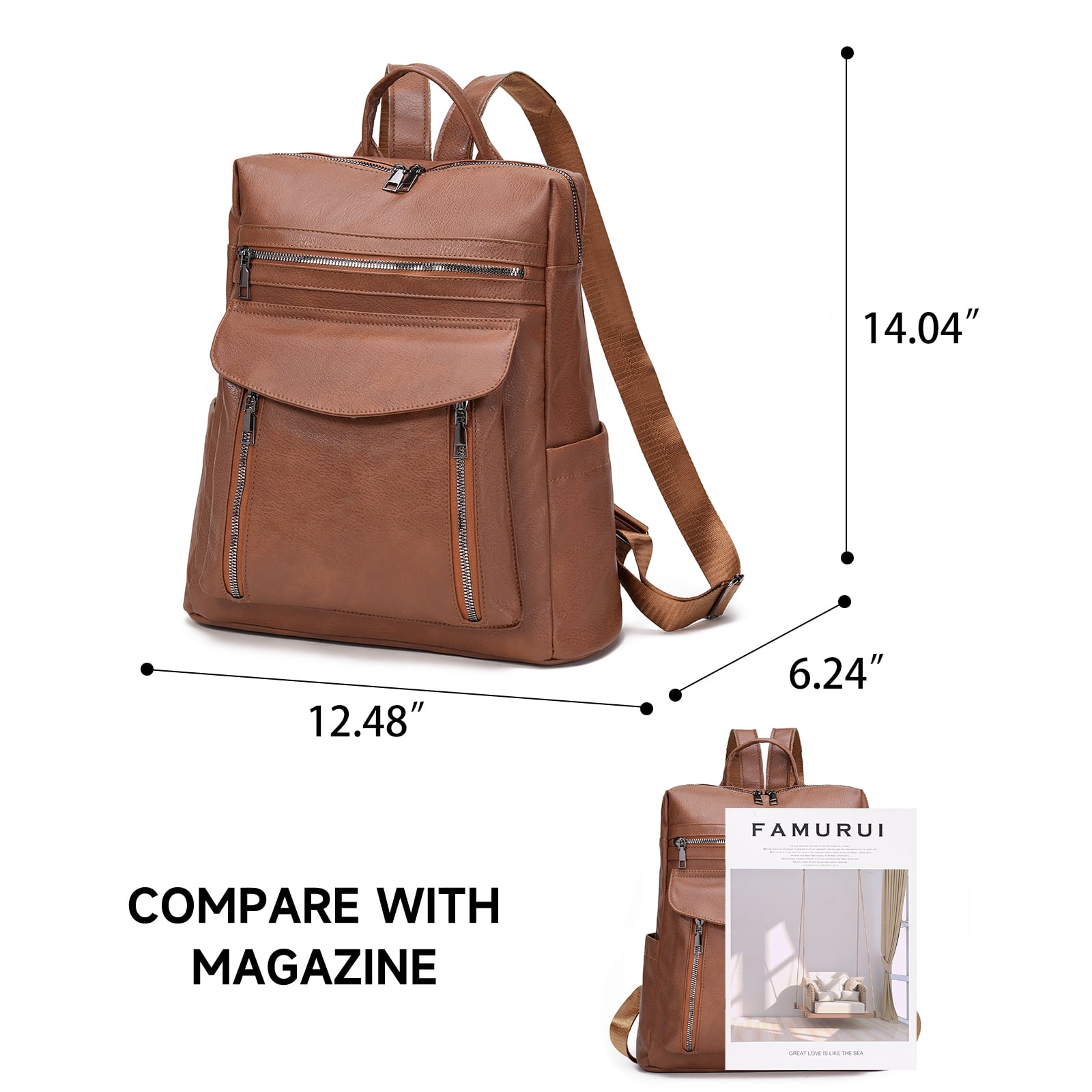 GOIACII Laptop Backpack for Women 13.3 inch,Travel Leather Backpack Purse,Professional Water-Resistant College Business Work Casual Daypack