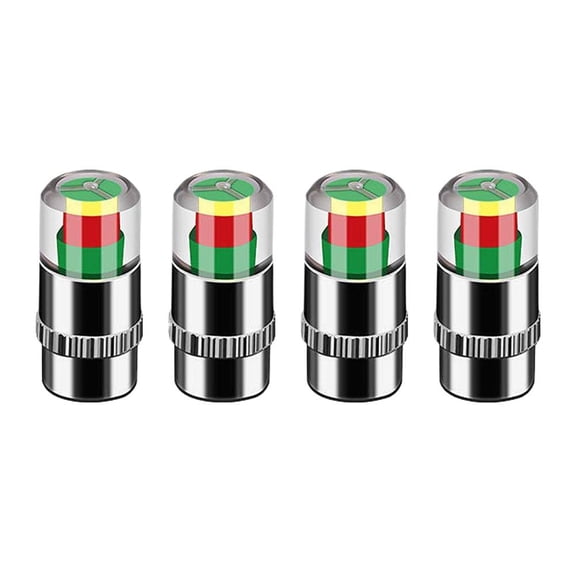 4 PCS Car Tire Pressure Monitor Valve Caps, 2.4Bar 36PSI Tire Pressure Monitor, 3 Color Eye Alert Tire Pressure Monitor Valve Caps with Pressure Gauge, Fit for Most Cars