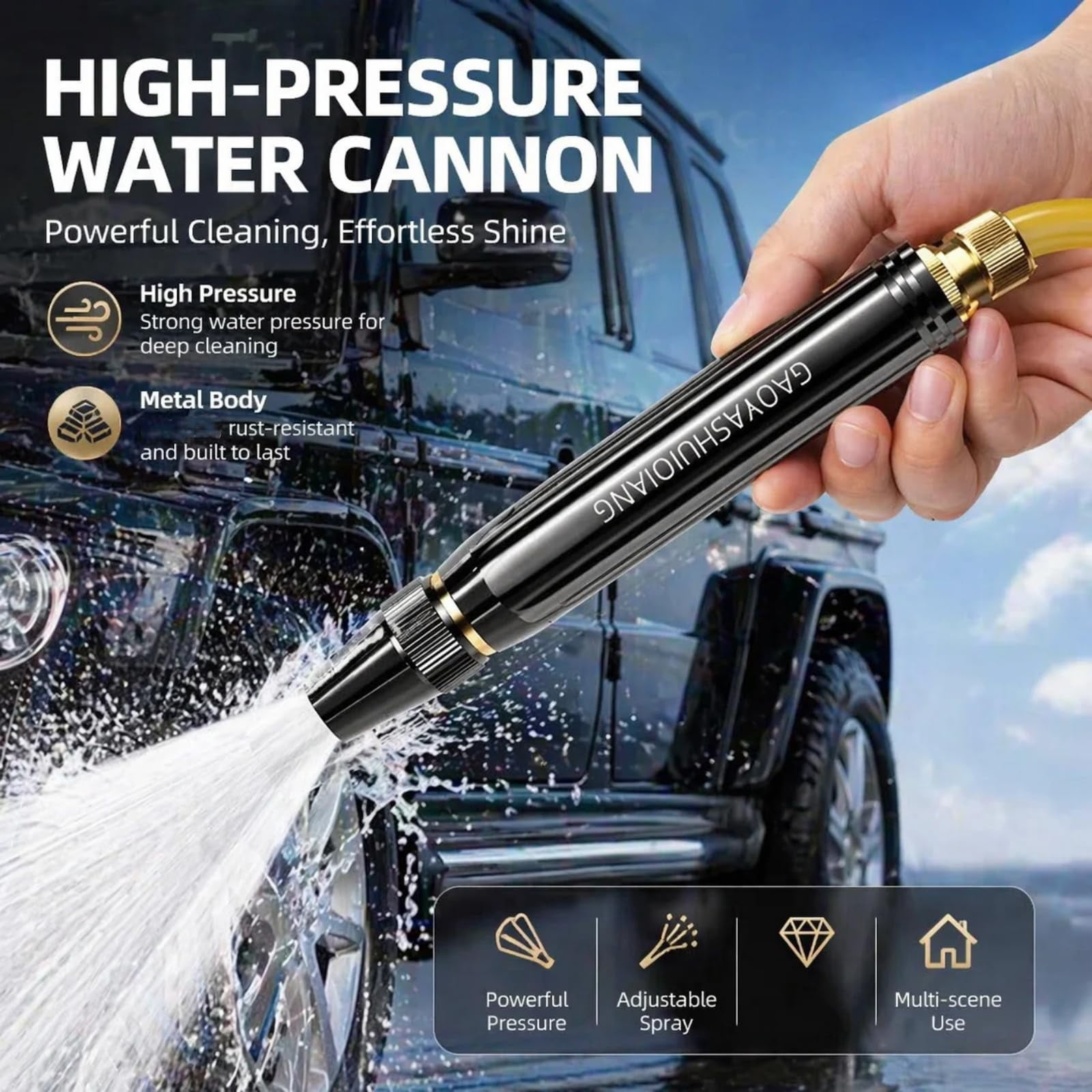 Home High-Pressure Car Wash Water Gun with Booster Nozzle and Hose, High-Pressure Home Wash Water Gun & Hose Set, Multi Function Lawn & Garden Watering Sprayer for Plant Watering Lawn Car