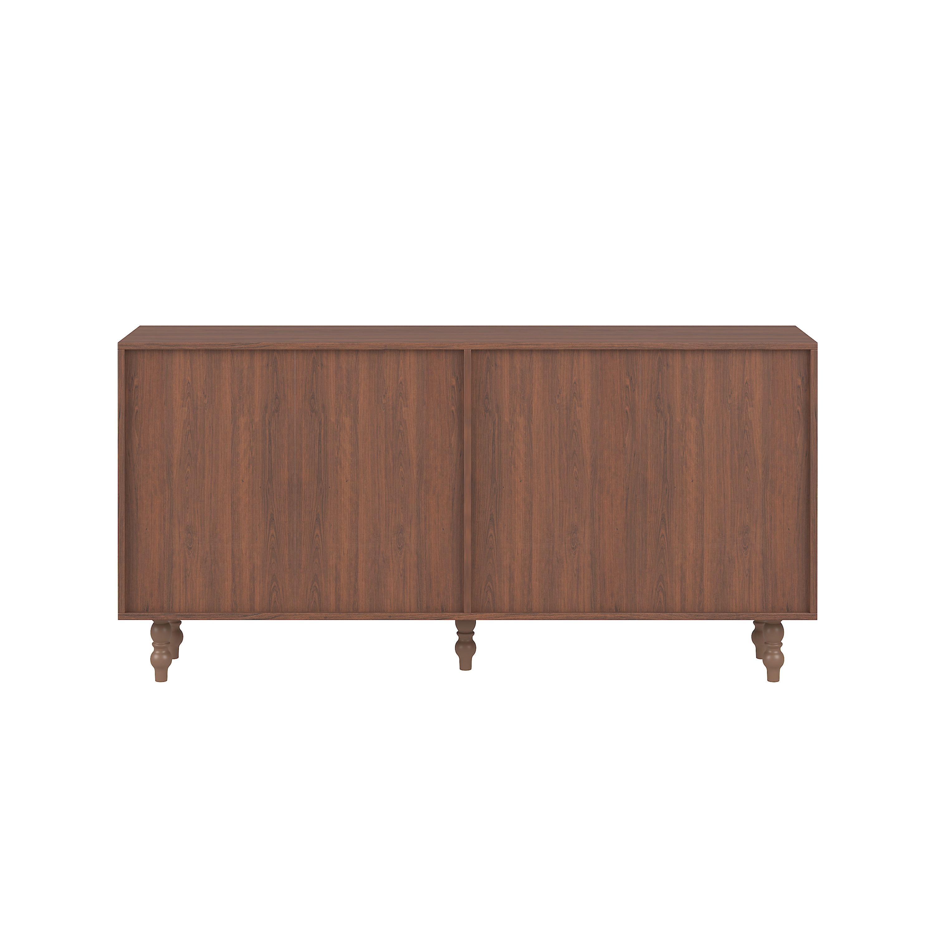 GARITIN Sideboard Buffet Cabinet, Accent Storage Wood TV Stand with Wire-Brushed Seagrass Doors, 4-Compartment Cabinet for Hallway Entryway Dining Room, Brown