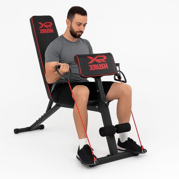 Banco Ajustable Para Ejercicio X-Rush Con Equipamiento Completo