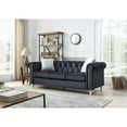 thumbnail image 4 of Raisa 83" Black Velvet 3-Seater Sofa With 2-Throw Pillow, 4 of 4