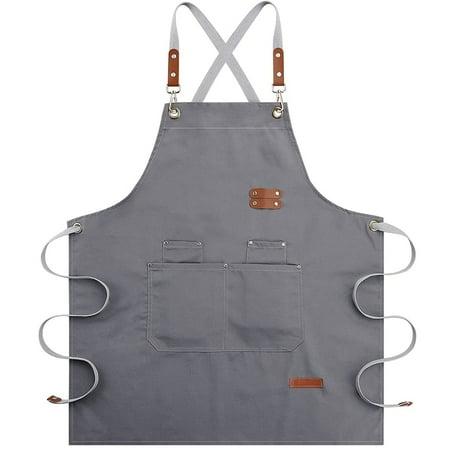 

Xigeapg Chef Apron-Cross Back Apron for Men Women Cooking Aprons with Adjustable Straps and Large Pockets for BBQ & Grill(Grey)
