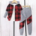 thumbnail image 2 of sdbrld 3T Boys Warm Hooded Plaid Cardigan Pullover Matching Pants 2PCS Autumn Winter Casual Outfit,Sizes 5 Years, 2 of 6