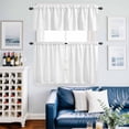 thumbnail image 2 of White Kitchen Curtains Sets for Windows 24 Inch Length, Modern Minimalist Pure Soild Color Rod Pocket Window Treatments Tier Curtains and Valances Set for Bedroom/Bathroom, 2 of 8