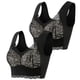 thumbnail image 1 of Pack de 2 sujetadores de encaje para mujer talla grande: sin aros, copa 3/4, tirantes fijos, cómoda mezcla de nylon y spandex, 1 of 8