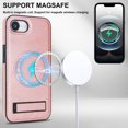 thumbnail image 6 of Case for iPhone 16e for Men Women, Compatible with Magsafe, Stylish Ultra Slim Anti-Slip PU Leather Drop Protective Luxury Lightweight Bracket Phone Cover for iPhone 16e, Rosegold, 6 of 8