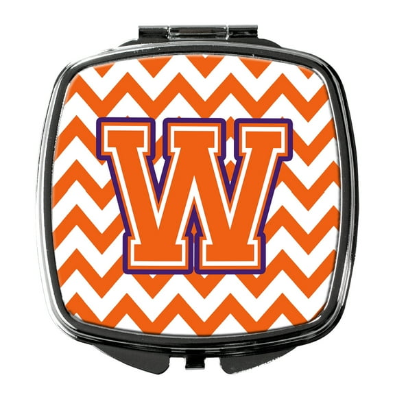 Letter W Chevron Orange and Regalia Compact Mirror