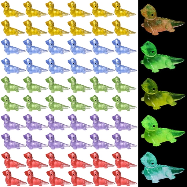 BRIGHTFUFU 100 Uds Mini figuritas de lagarto de resina figuritas luminosas de resina lindas decoraciones de lagarto de resina pequeños animales de resina