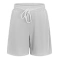 thumbnail image 4 of LIIPEE Girls Kids Solid Color Drawstring Waist Waffle Knit Casual Shorts For Summer Daily Wear Outdoor Activities School Casual Outings White 13-14 Years, 4 of 9