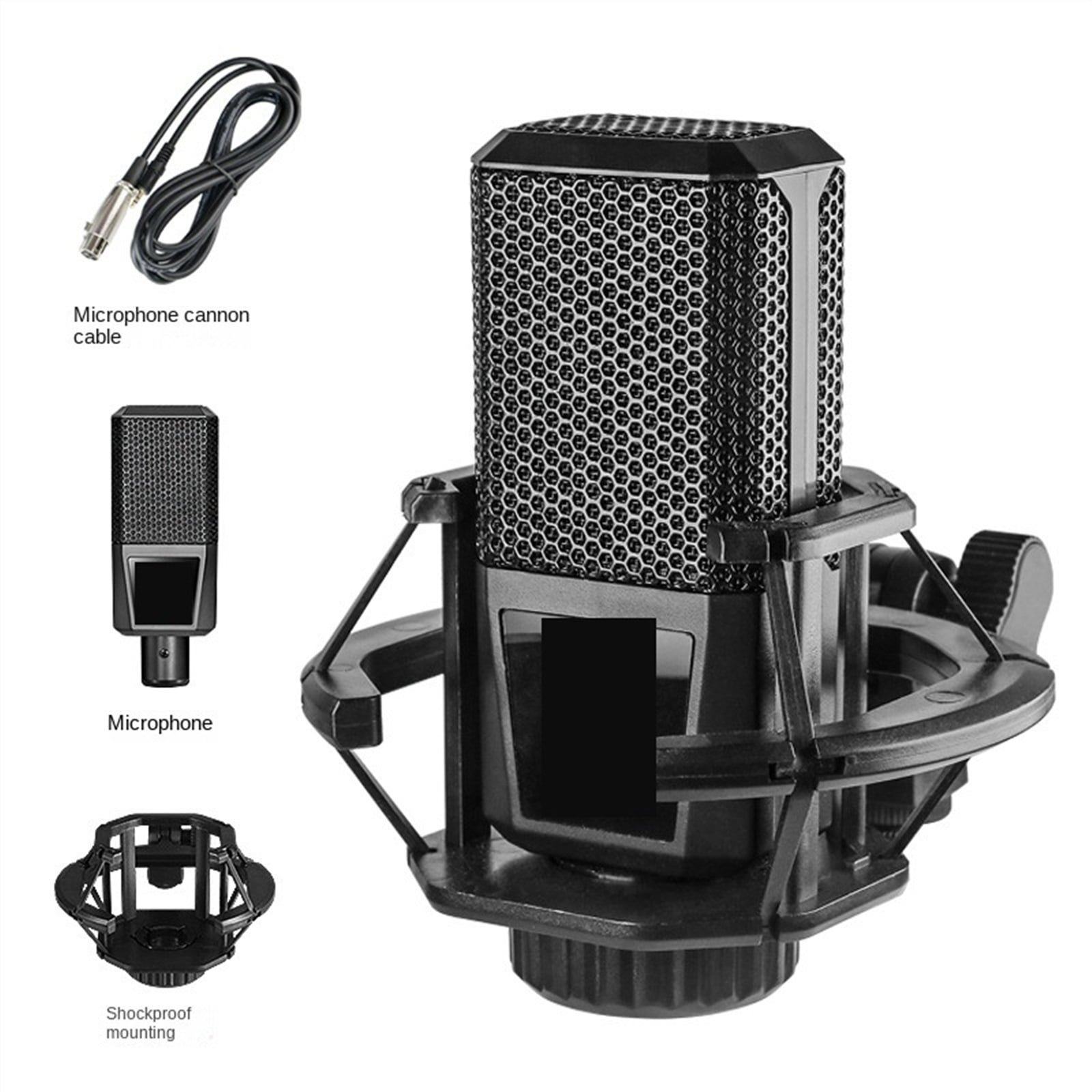 3.5mm Recording Condenser Microphone Set Studio Microphone With V8S Live Sound Card For Karaoke Streaming Podcasting ,Clear Sound