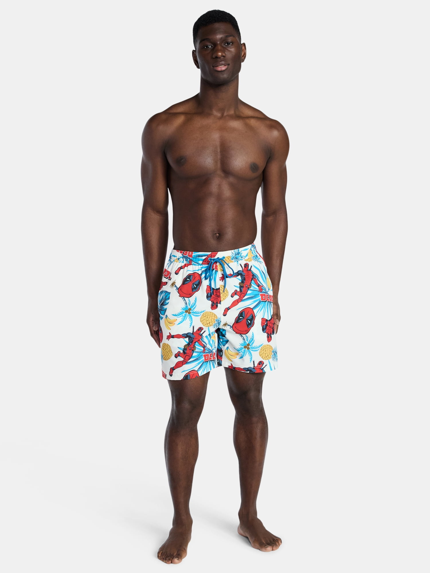 Marvel Deadpool Palms Men's and Big Men's Swim Trunks, Sizes S-3XL