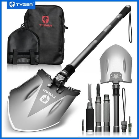 Multitool Folding Shovel Camping Gear Military Heavyduty with 16-in-1 Multifunction for Off-Roading, Camping, Outdoor, Survivalist and Emergency Tyger TG-SV8U3217