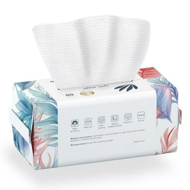 Ourmed Life Face Towels, Disposable Thick Makeup Remover Dry Wipes, 7.8 " x 7.8 " , 80 Count