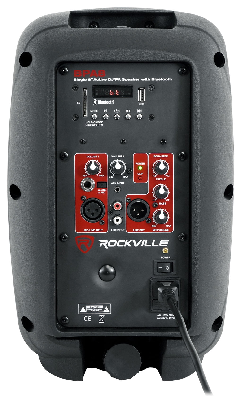 Rockville BPA8 8" Professional Powered Active 300w DJ PA Speaker w Bluetooth