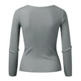thumbnail image 7 of Womens Tops Crew Neck Long Sleeve Button Down Knit Shirt Solid Color Slim Fit Lightweight Stretchy Fabric For Vacation/Work/Party L Sweaters For Women, 7 of 7