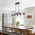 thumbnail image 3 of ACE-LIGHTS,Modern Industrial 5-Light Chandelier with Clear Glass Shades(Bulbs Not Included),Hanging Ceiling Light Fixture for Living Room,Dining Room,Kitchen Island(Walnut+black), 3 of 9