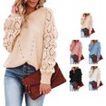 thumbnail image 2 of Suéter De Cuello Redondo Suéter De Ganchillo De Moda Transpirable Manga Larga Suave Para Mujeres Para El Trabajo De La Vida Diaria ANGGREK  Ropa, 2 of 7