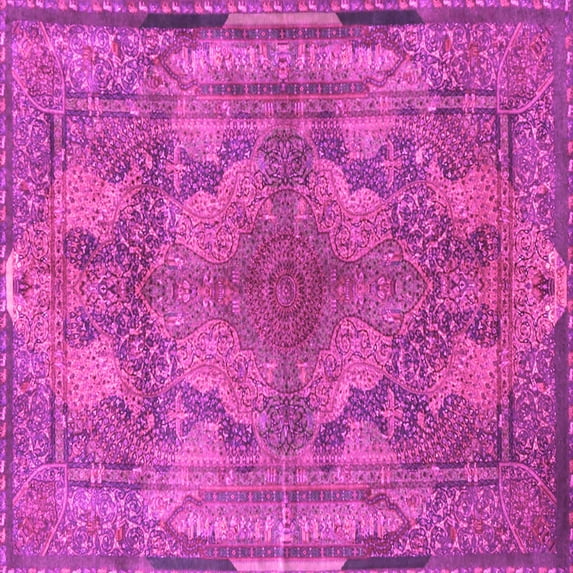 Ahgly Company Indoor Square Medallion Pink Traditional Area Rugs, 5' Square