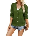 thumbnail image 3 of Nlife Women Button Down Crochet Cutout Long Sleeve Knit Cardigan, 3 of 5