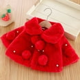 thumbnail image 2 of Xmarks Toddler Baby Girls Warm Cloak Coat Flower Girls Princess Faux Fur Bolero Shrug Jacket 0-3 Years Little Girl Fleece Pom Pom Cape Coat 2-3 tred, 2 of 7