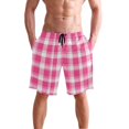 thumbnail image 4 of Dailycode Men's Quick Dry Swim Trunks Beach Shorts Casual Summer Board Shorts with Pockets, Pink White Plaid, 4 of 8