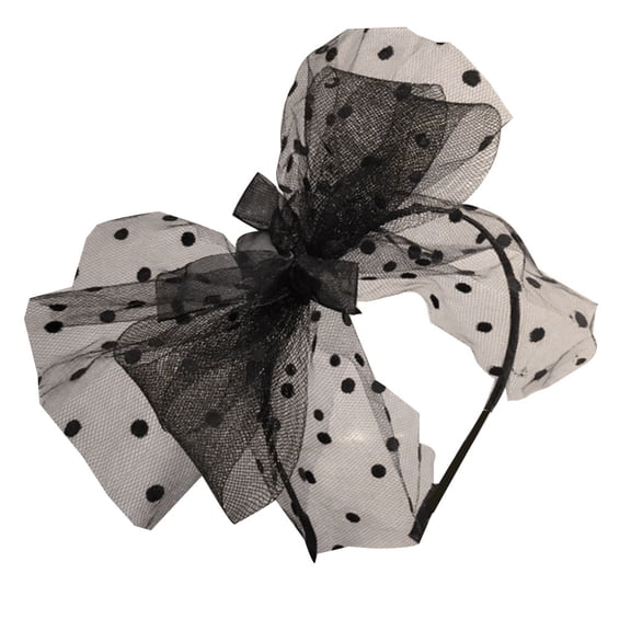 JUNTEX Womens Vintage Tea Party Fascinators Hat Ultra-Large Polka Dot Bowknot Headband