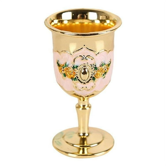 Metal Wine Goblet, Carving Pattern Handmade Cup Bar Dinners Parties Decor Kumbai Orange Kumbai Orange