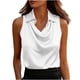 thumbnail image 3 of TaTaai Women's Elegant Sleeveless Lapel Draped Neck Satin Blouses Solid Color Fashion Casual Lightweight Tops Comfortable for Party Office Dating Gift, 3 of 8