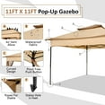 thumbnail image 5 of COBIZI Outdoor Canopy Gazebo 11x11 Pop-up Gazebo Patio Gazebo with Mosquito Netting Outdoor Canopy Shelter with 121 Square feet of Shade for Outdoor Lawn, Garden, Backyard and Deck, Khaki, 5 of 18