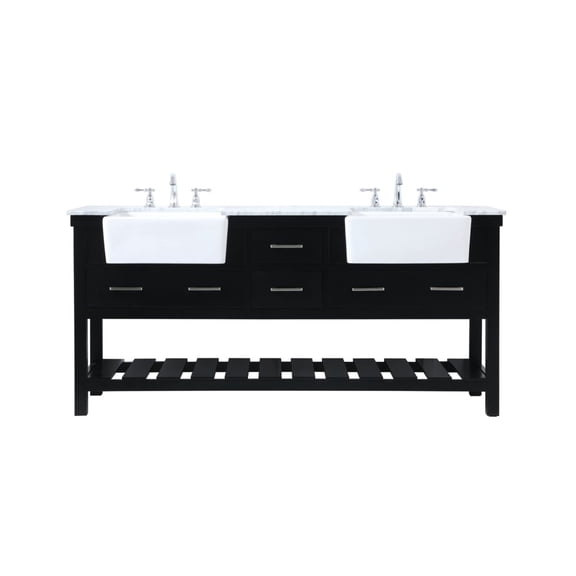Elegant Decor Clement 72" Wood Double Bathroom Vanity in Black