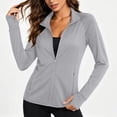 thumbnail image 3 of FRSASU Women's Athletic Jackets Slim Fit Workout Jacket Full Zip Up Running Gym Yoga Sports Tops with Zipper Pockets Gray, 3 of 6