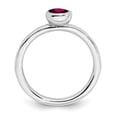 thumbnail image 2 of 925 Sterling Silver Stackable Expressions Low 5mm Round Cr. Ruby Ring Size: 10; for Adults and Teens; for Women and Men, 2 of 5