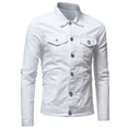 thumbnail image 6 of Charmgo Mens Jacket Clearance, Men's Autumn Winter Button Solid Color Vintage Denim Jacket Tops Blouse Coat Golf Shirts for Men, Polo Shirts for Men White XXXL, 6 of 9