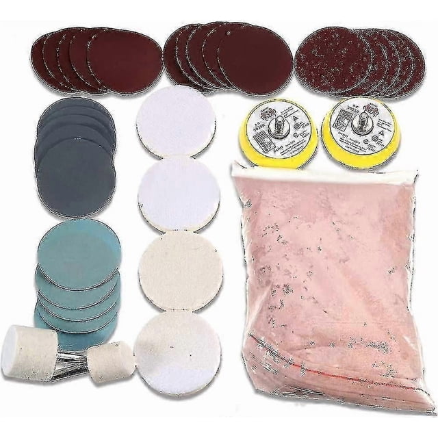Glass Polishing Discs 34 Pack Deep Scratch Removal 230g Cerium Oxide Powder & Polishing Pads 50mm-XinHan