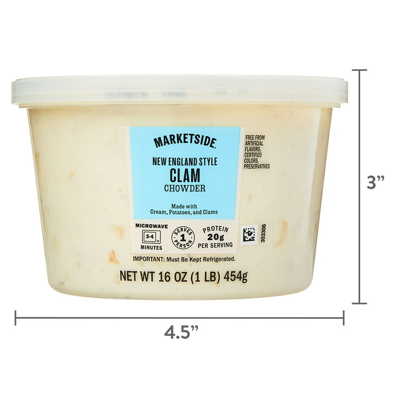 Marketside New England Clam Chowder 16 oz Soup with Tender Sea