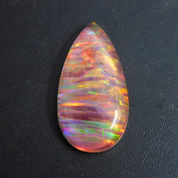 Natural Boulder Fire Opal 12.10 Ct CERTIFIED Pear Cut Loose Gemstone Ring Size