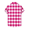 thumbnail image 5 of lulshou Women's Plaid Shirt Fashion Button Shirt Female Lapel Neck Short Sleeves Loose T-shirt Blouse Trendy Casual Checkered Blouse Tops Summer Shirts, 5 of 5