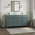 thumbnail image 4 of Deluxe Living Double Sink Bathroom Vanity 60", Fully-Assembled vanity with Ceramic Sink,Solid Wood Frame, Green, 4 of 7