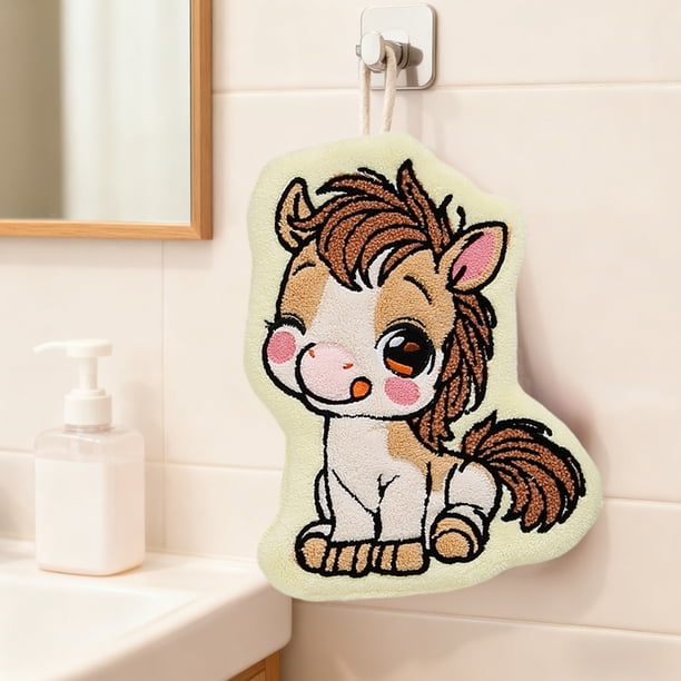 Uuiauoio Year Of The Horses Cute Patterns Hand Towel And Absorbent Hanging Plushes Thickened Bathroom Hand Towel And Kitchen Hand Towel