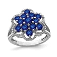 thumbnail image 1 of 1.70 Carat (ctw) Sapphire Cluster Flower Ring in Sterling Silver, 1 of 4