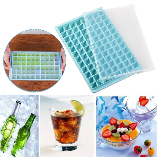 Rejilla para hielo, bandeja para cubitos de hielo, bandejas para 96 hielos, bandeja para hielo con tapa y caja sellada para mantener la frescura, molde para cubitos de hielo