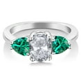 thumbnail image 2 of Gem Stone King 2.44 Ct Oval White Topaz Green Nano Emerald 925 Sterling Silver Ring (Size 5), 2 of 4