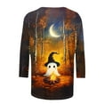 thumbnail image 4 of VKOYWKM Halloween Shirts for Women 3/4 Sleeve T-Shirts Cute Print Halloween Tunic Tops Loose Fit Crew Neck Vintage Blouse, 4 of 4