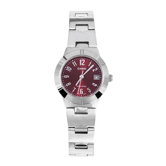 LTP-1241D-4A2D Women's Quartz Silver Analog Dress Watch w/ Red Dial & Date