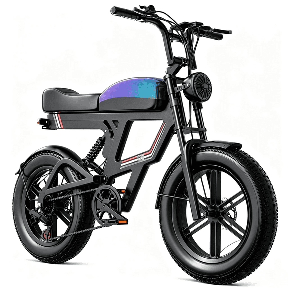 AZHAR S9 750W Electric Bike, 48V20Ah 20 mph Battery up to 65 Miles , 20-inch Fat Tire Full Suspension, off-Road Dirt Mountain Bike Class 2 UL2849